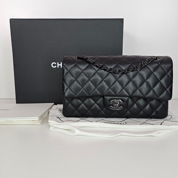 Chanel Lambskin Quilted Medium Double Flap So Black - Picture 3 of 16